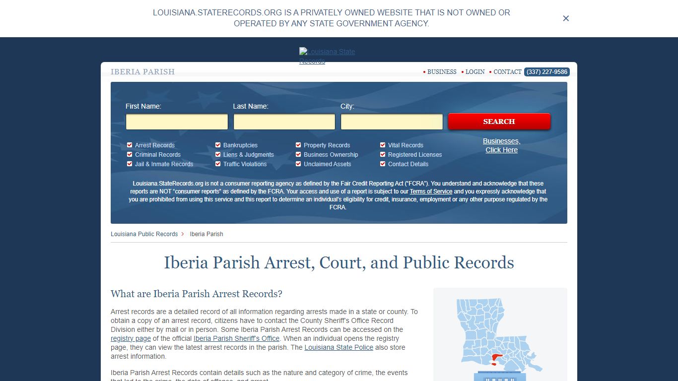 Iberia Parish Arrest, Court, and Public Records