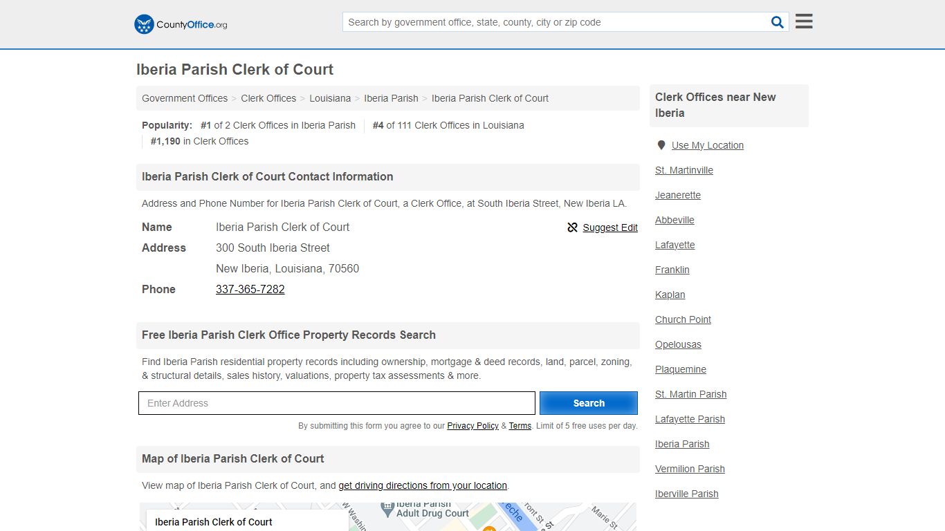 Iberia Parish Clerk of Court - New Iberia, LA (Address and Phone)